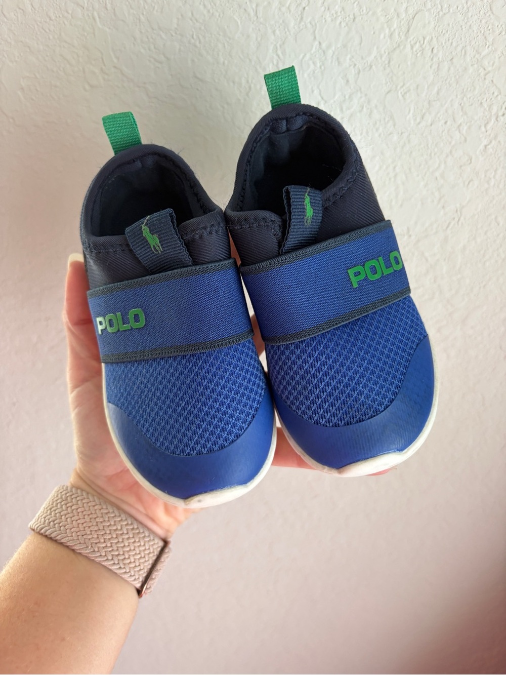 Polo by Ralph Lauren Blue and Green Kids Slip-On Sneakers